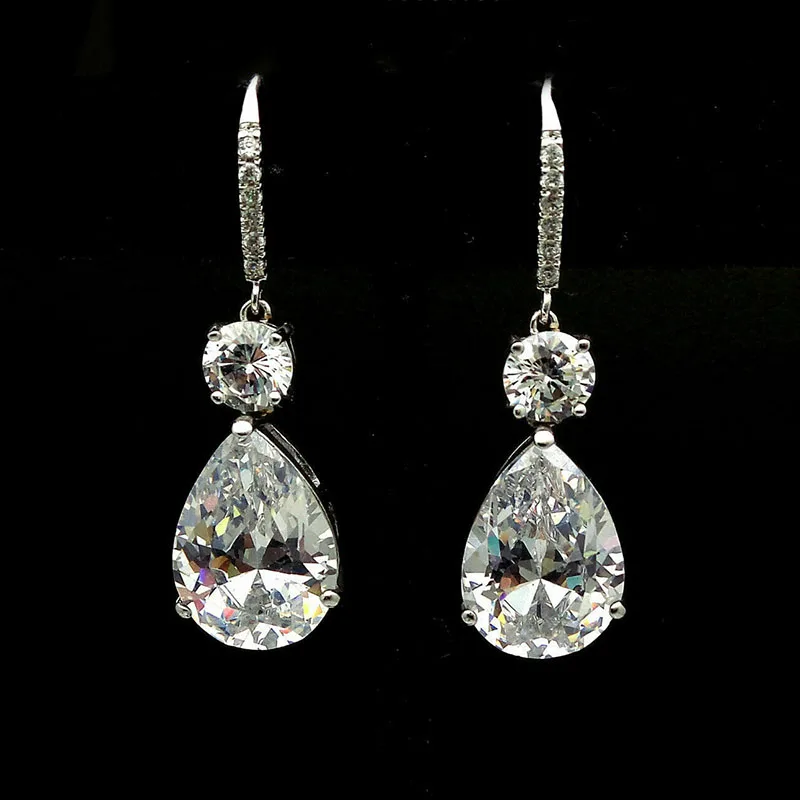 

Fashion Classic Water Drop Bride Earrings for Women Jewelry Wedding White Crystal Charm Vintage Long Dangle O5M384