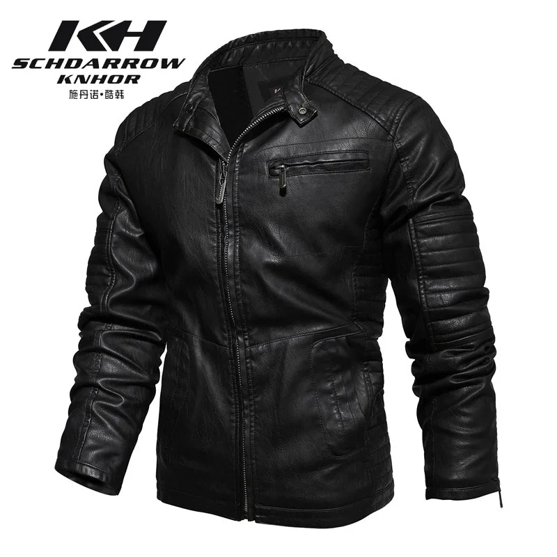 

Autumn Winter New Male Leather Jacket Fleece Warm Windbreaker Coat Vestes Homme Slim Fit Casual Menswear