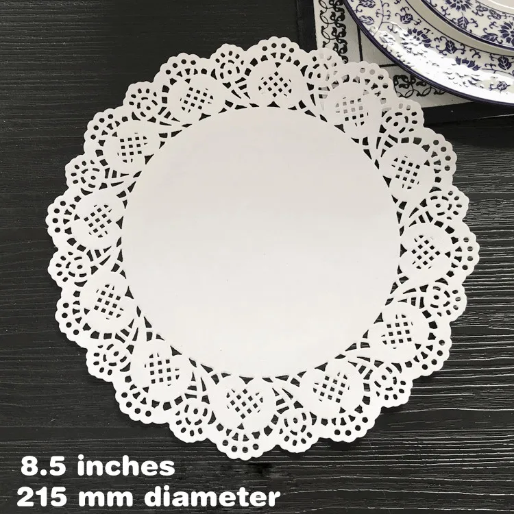 8.5inch 100 шт Круглые Цветочные подстилки, бумажные подстилки, маслопоглощающие бумажные кружевные белые подстилки, вечерние подстилки для десерта - Цвет: 8.5inch