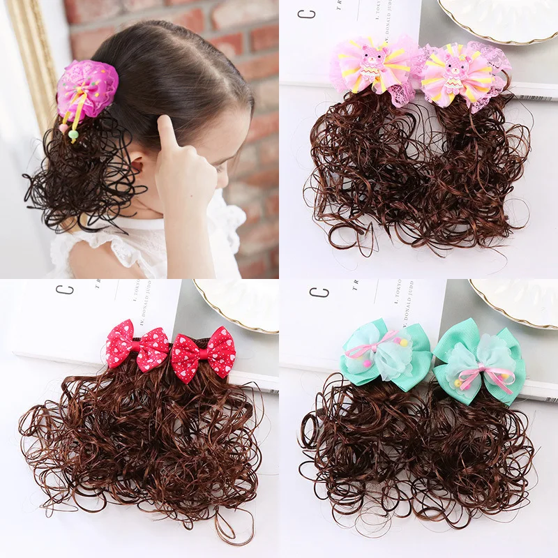 

Korea Girl Baby Baby Wig Headwear Little Girl Hair Accessories Curly Hair Children Fashion Bow Princess Hairpin