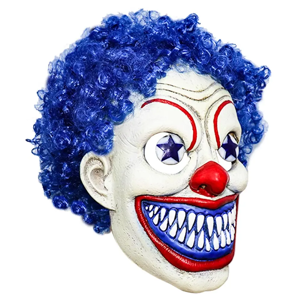 Anime Cosplay accessories prop Punk Clown Mask Blue Hair Joker Masks Latex Helmet Masquerade Halloween Party Costume Props | Тематическая