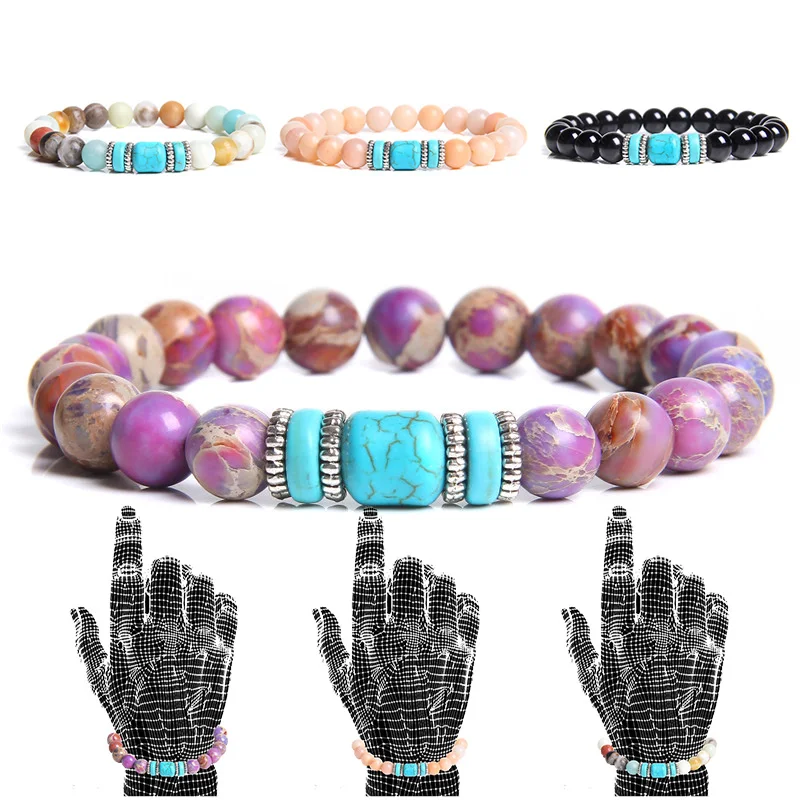 Мужские и женские бриллиантовые бусины из минерального фиолетового голубого