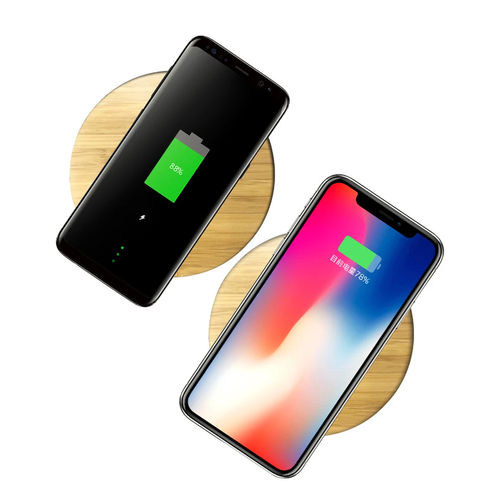 Беспроводное зарядное устройство Qi бамбуковая подставка для быстрой зарядки
