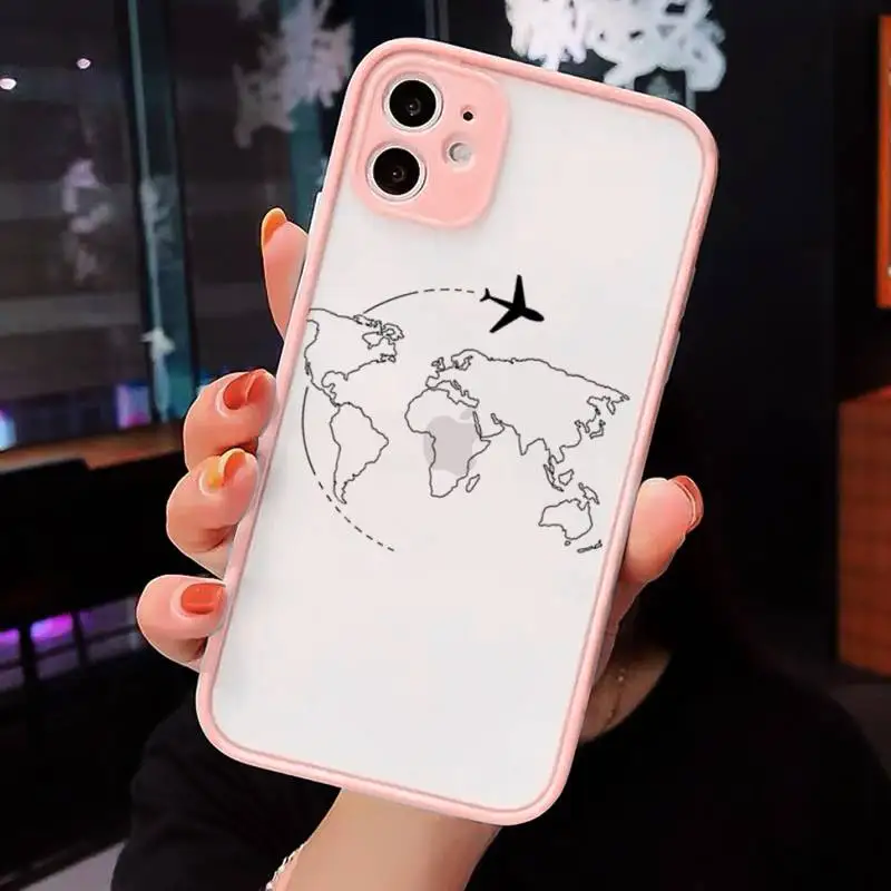 

Airplane world map travel abstract line Phone Cases Matte For iPhone 12 Mini 11 Pro XR XS Max 7 8 Plus X Hard PC Back Cover