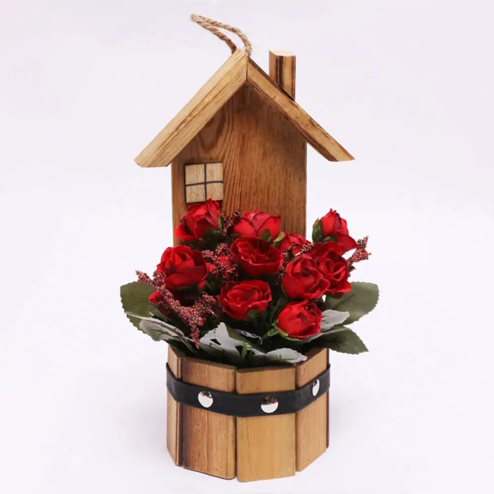 55% Прямая поставка! Деревянный дом имитация розы бонсай изысканный настенный