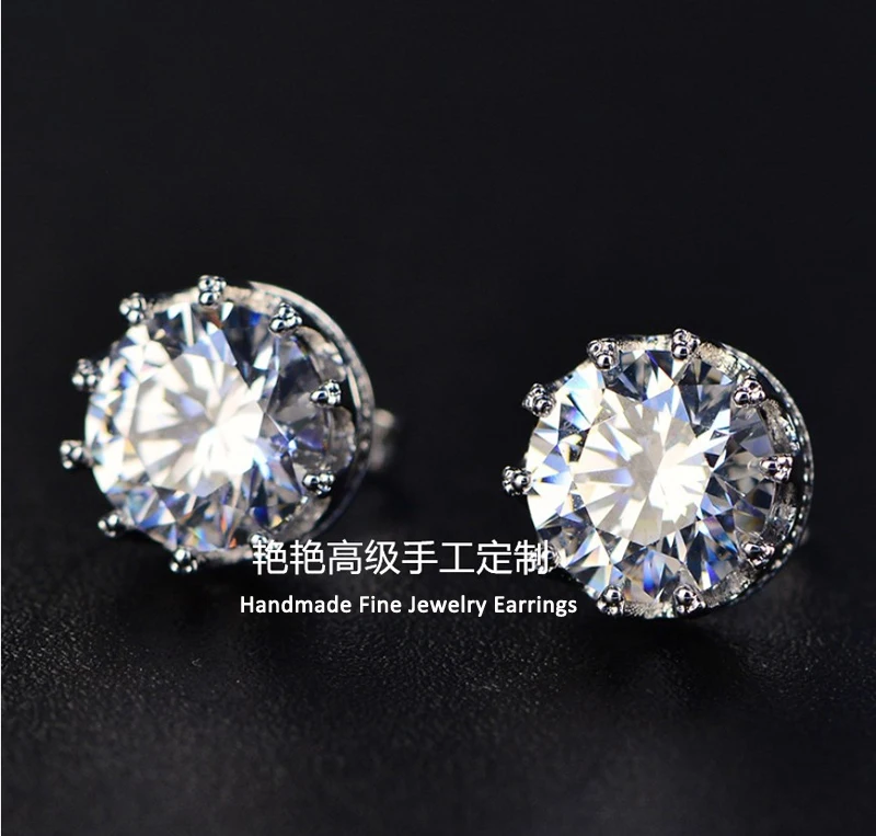 С сертификатом модные ювелирные изделия унисекс 8 мм круглые 2 карата циркония