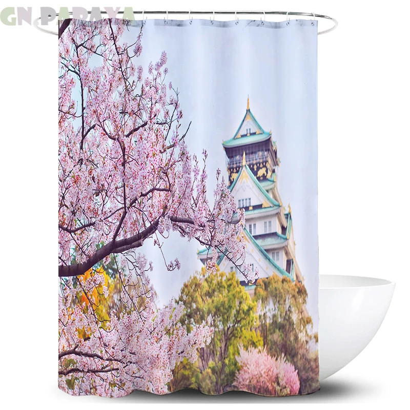 

Cherry blossoms Bath Curtains farmhouse decor Waterproof Polyester tropical pattern landscape Shower Curtains Screen with Hooks