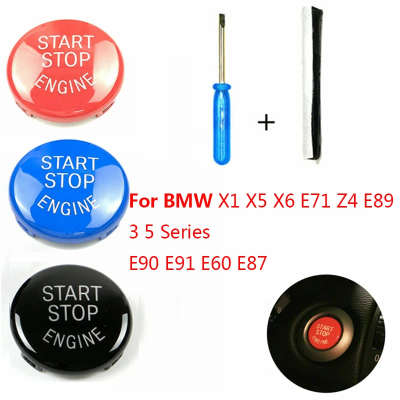 

Car Engine START Button Replace Cover STOP Switch for BMW 1 3 5 Series E87 E90/E91/E92/E93 E60 X1 E84 X3 E83 X5 E70 X6 E71 Z4