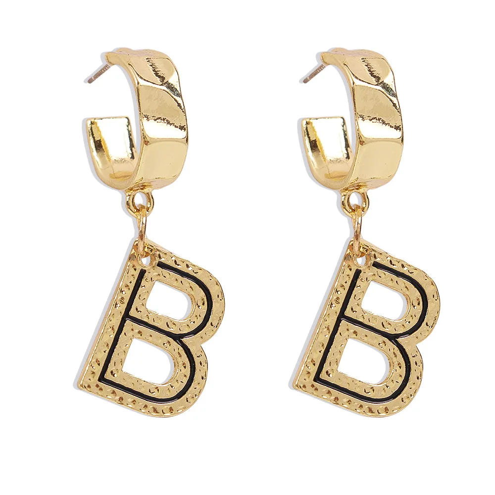 

2021 New Trend Design Korea Fashion Earrings Female Creative Letter B Drops of Oil Personality New Earrings for Women