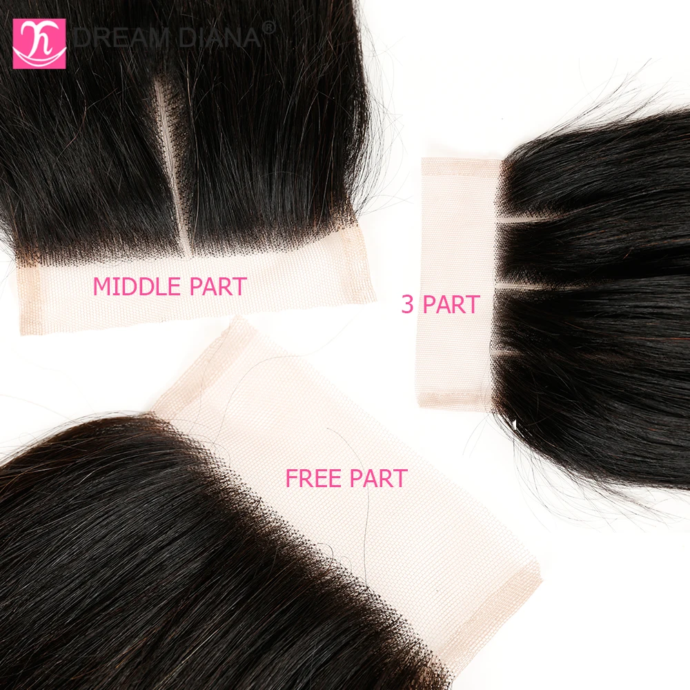 DreamDiana Бразильская волна тела с закрытием 8-2" L натуральный цвет 3 пучка Remy Weave с закрытием человеческих волос с закрытием