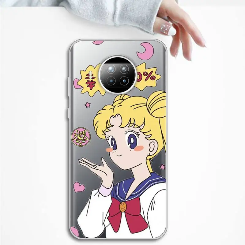 

Sailor Moon Cartoon girl Phone Case Transparent for Xiaomi mi Redmi note 10 t 8 9 pro lite 11 Samsung S 8 9 10 20