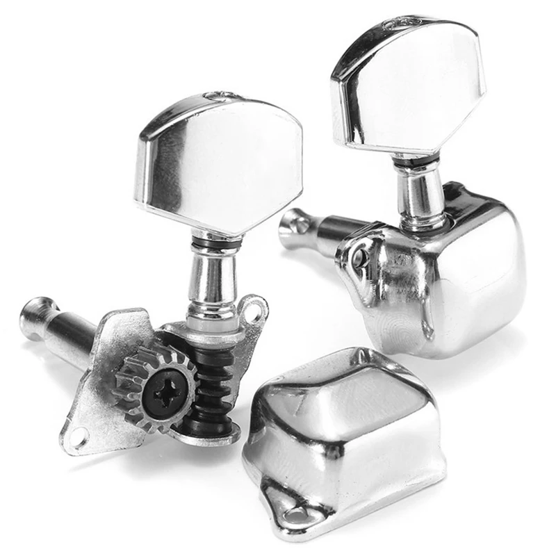 1 pcs gitarre knob silber voll geschlossen elektrische gitarre string taste string gerade knopf oberen wickler gitarre zubehör free global shippi