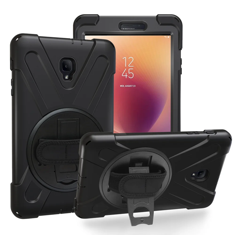 

Hand Strap Case for Samsung Galaxy Tab A 8.0 T380 T385 8.0 inch 2017 Heavy Duty Shockproof Armor Silicon PC Rubber Stand Case