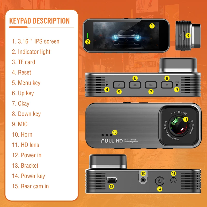 $63.80 Dual Lens Dash Cam 2K Car DVR 1080P Support Rear Cam View Recorder Night Vision Car Camera 24H Parking 3.16 In Ips