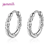 women men hoop earrings solid 925 sterling silver vintage 16mm round circle earrings silver trendy daily ear jewelry