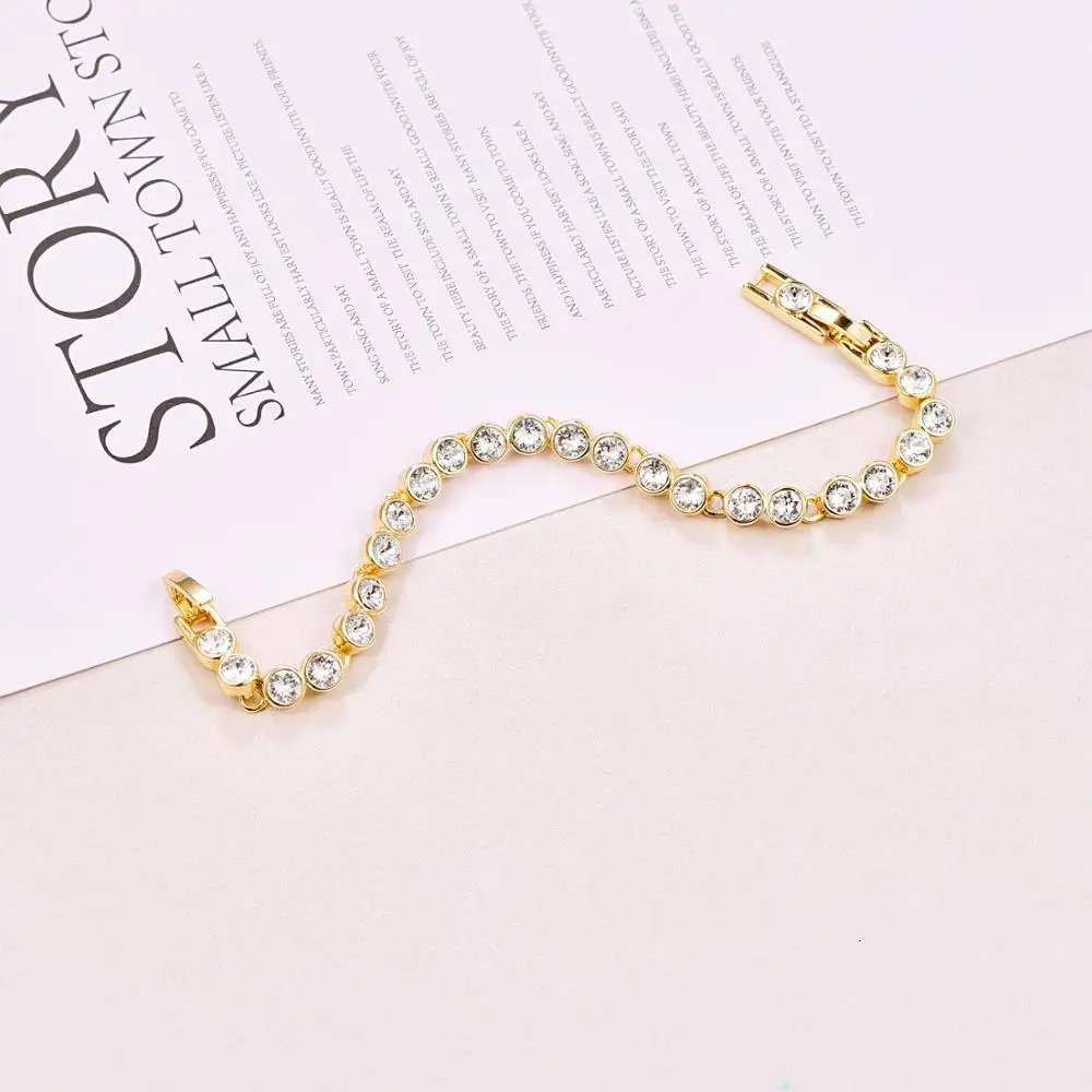 Новые модные женские браслеты с кристаллами Swarovski золотого цвета Роскошные для