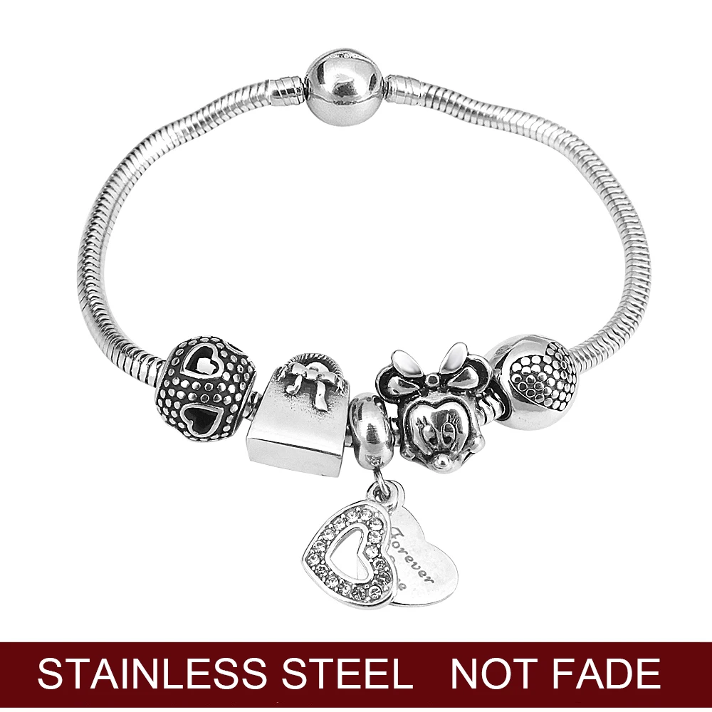 Женский милый круглый браслет для девочек маленький ручной работы с Минни