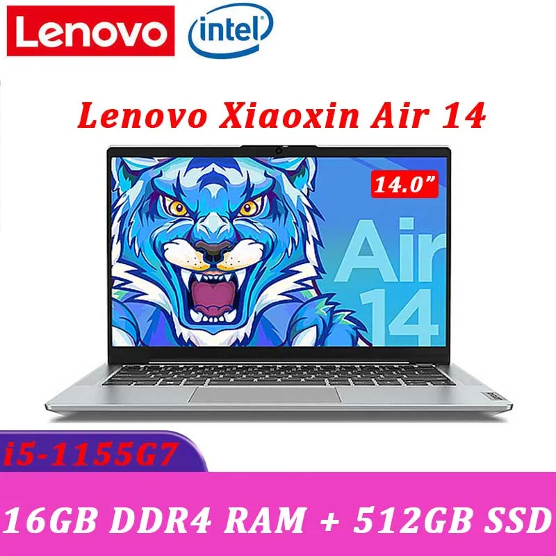 

Lenovo Xiaoxin Air 14 Laptop New Intel Core i5-1155G7 Windows 11 14.0-inch 16GB RAM 512GB SSD Full-screen Ultraslim notebook