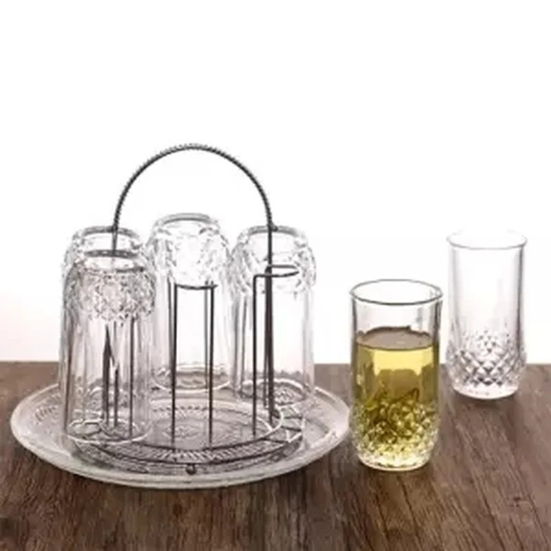 Стеклянная чашка домашний набор 6 шт. в упаковке с подносом подстаканником