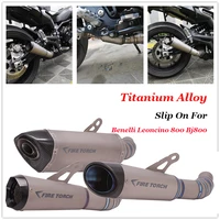 motorcycle exhaust slip on for benelli leoncino 800 bj800 modified exhaust system middle connection pipe titanium alloy muffler
