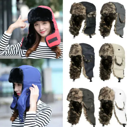 Зимняя женская и мужская однотонная шапка 2019 теплый охотник Авиатор из