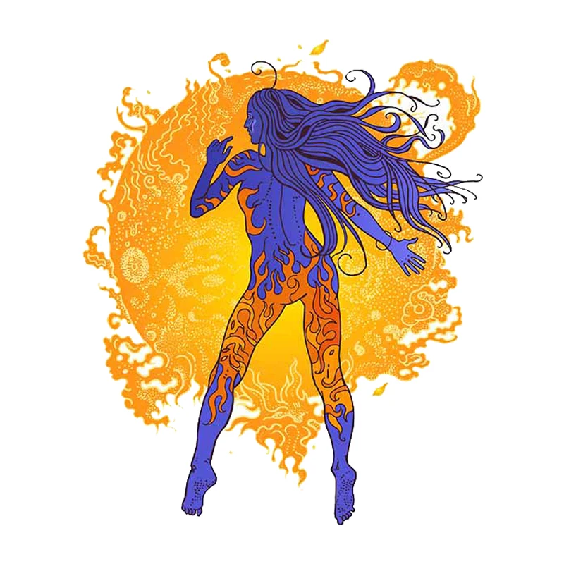 

13 см x 10,4 см для Огненного солнца космическая девушка автомобиль грузовик переводная наклейка Стайлинг автомобиля водонепроницаемые DIY Custom декор с печатью