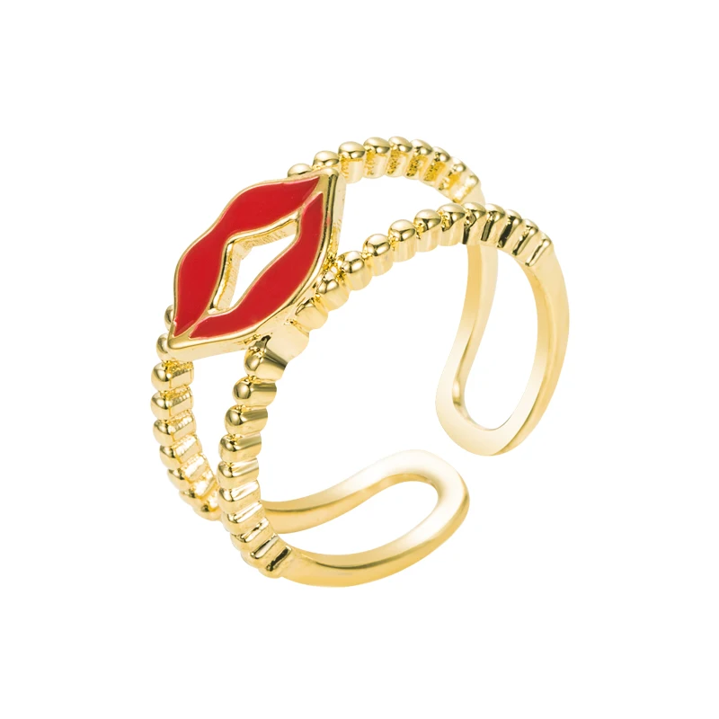 

King Shiny Elegant Crystal Copper Rings for Woman Punk Heart Lip Sunflower Design Finger Rings Girls Party Jewelry Birthday Gift