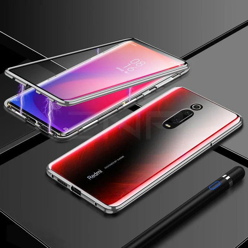 ZNP Магнитный адсорбционный металлический чехол для телефона для Xiaomi 8 9 SE 9T Pro двухсторонний стеклянный Магнитный чехол для Redmi Note 7 K20 Pro чехол s - Цвет: White