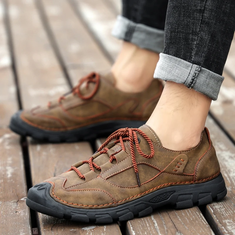 

NEW Men Hiking Sneakers Denim Lace-Up Men Casual Shoes Breathable Male Footwear Spring Autumn Sneakers Size 38-45 *