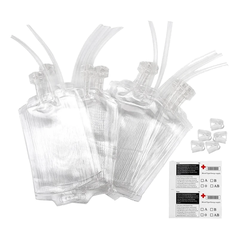 20 шт многоразовый пакет для крови напитков контейнер Хэллоуина с набором шприцов