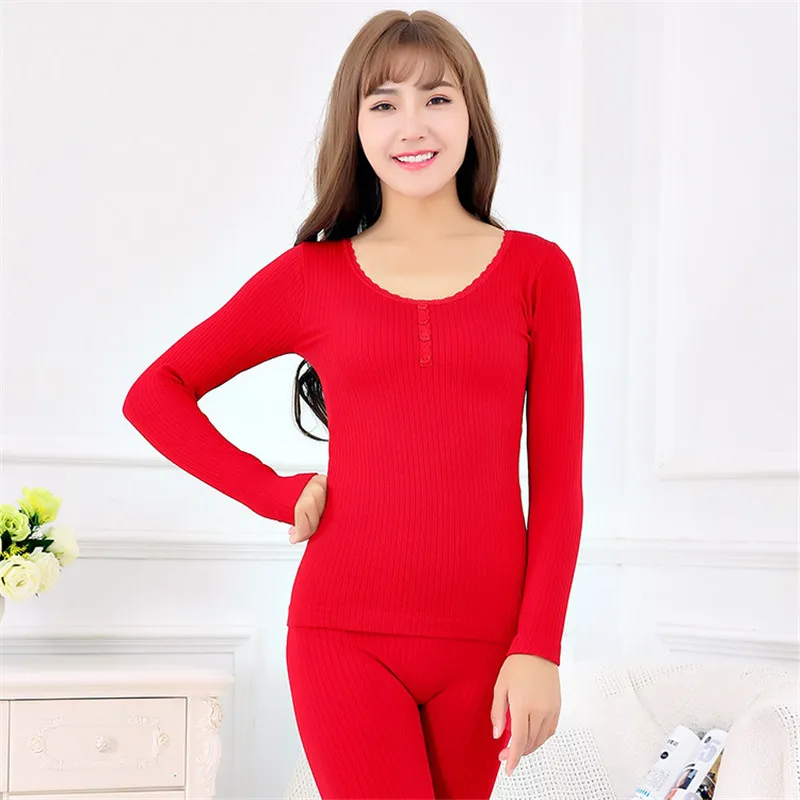 Модное осенне-зимнее новое женское термобелье из чистого хлопка в полоску с