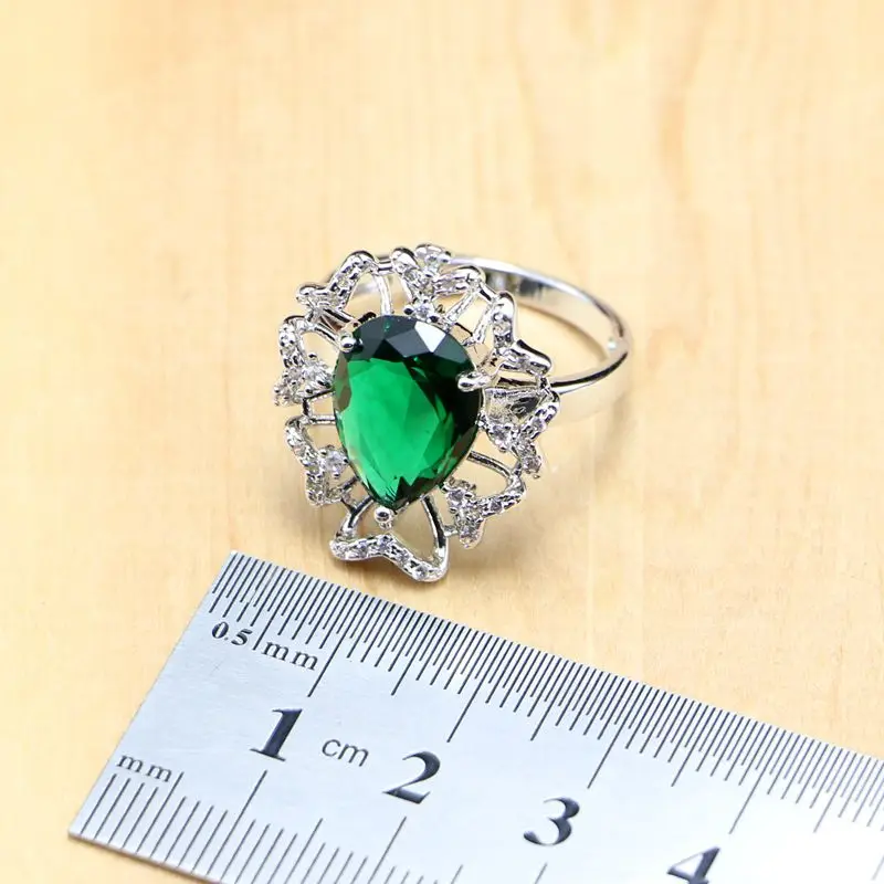 Комплект ювелирных украшений Hyperbole из серебра 925 пробы с зеленым цирконом и белым