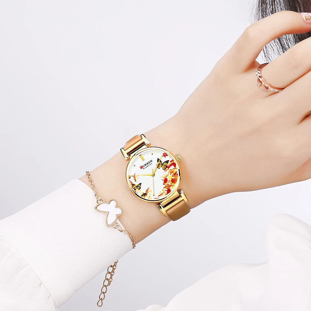 

New CURREN Watches Stainless Steel Women Watch Beautiful Flower Design Wrist Watch for Women Summer Ladies Watch Quartz Clock