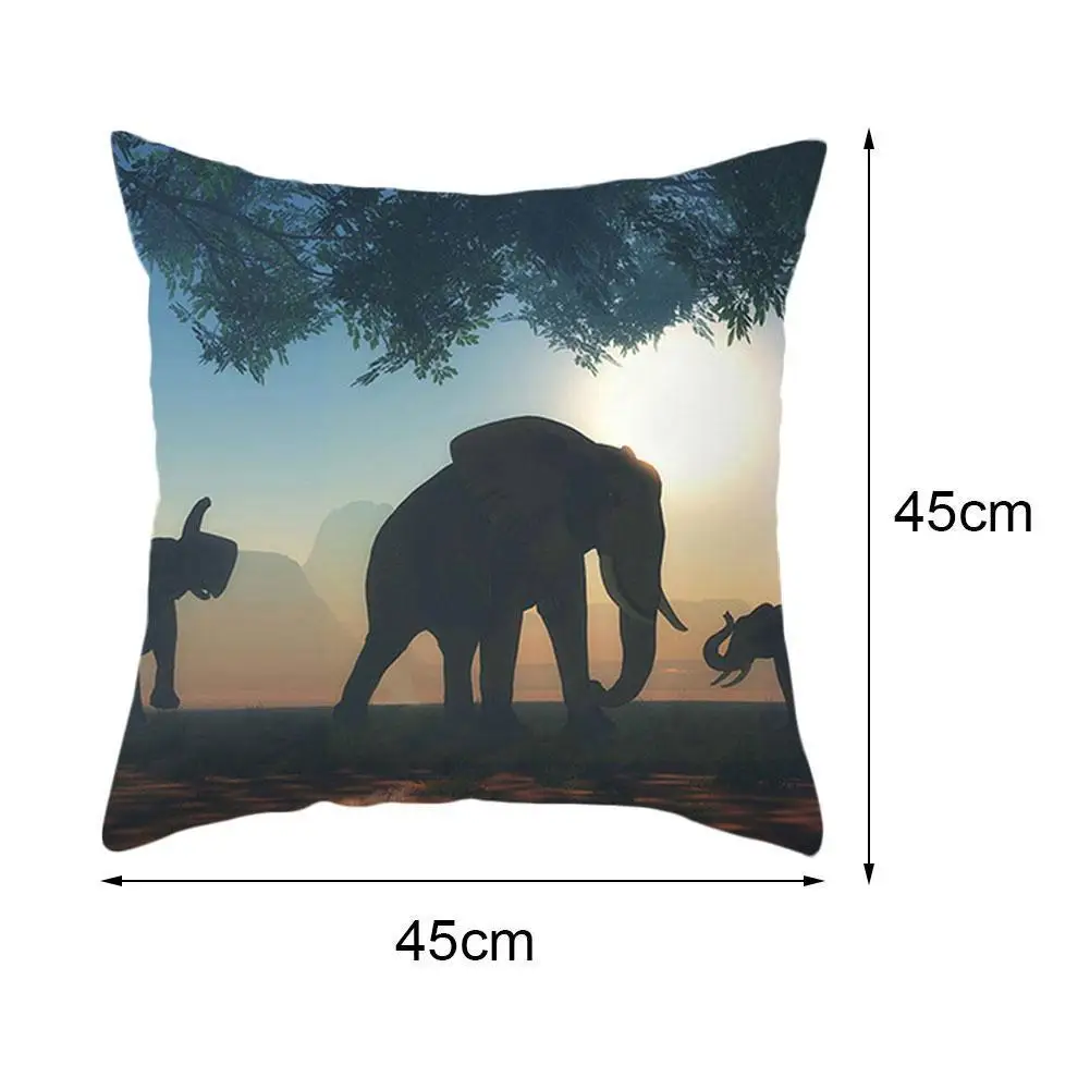 

Pillowcase Beautiful View Cushion Cover Elephant Sunset Car 45*45cm Sofa Chair Decorate View Bedroom Home Friend Seat Gift X3N4