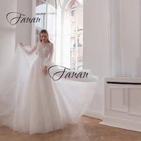 sexy boho o neck long sleeve wedding dress a line tulle see through lace appliques bridal gown robe de soir%c3%a9e de mariage %d0%bf%d0%bb%d0%b0%d1%82%d1%8c%d0%b5