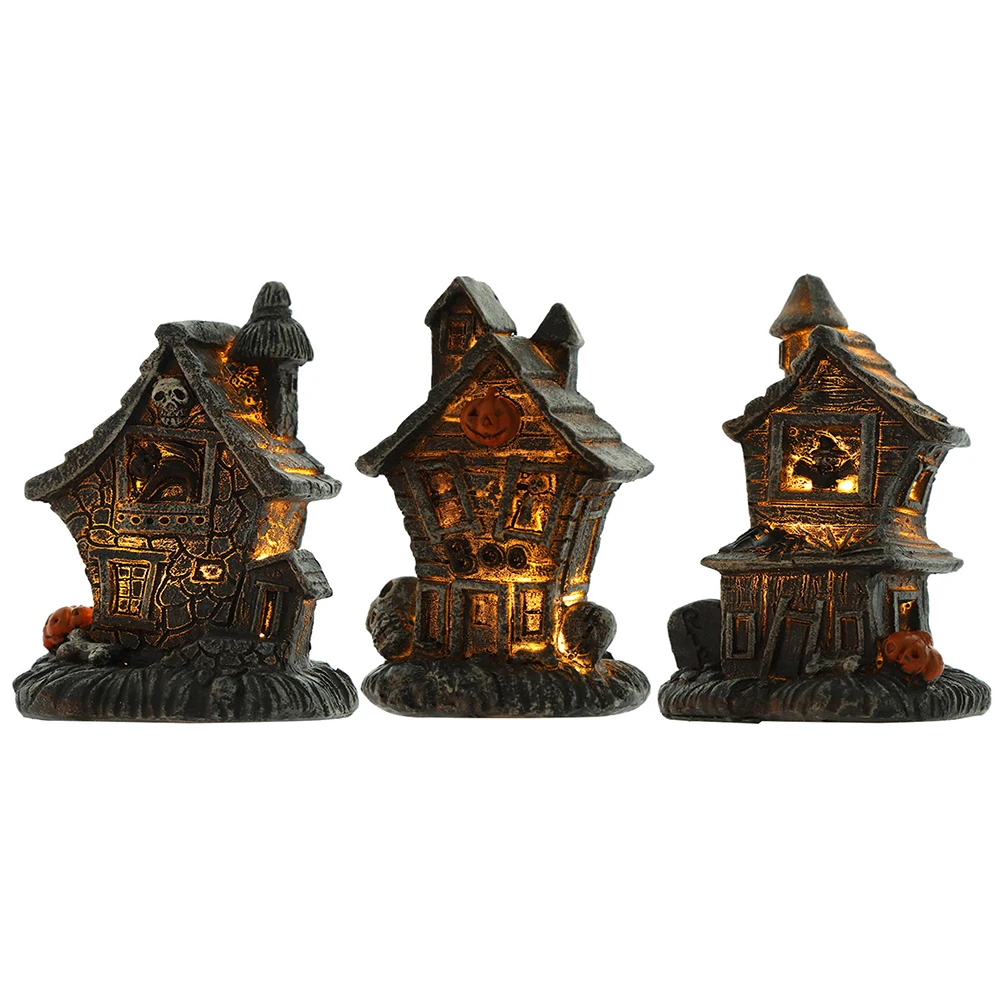 Хэллоуин тыква Череп дом скульптура из смолы с светильник кой стол сад домашняя