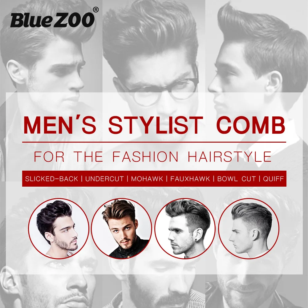 

Blue Zoo Men's Oil Head Big Back Hairdressing Comb Beard Stainless Steel Care Comb Steel Comb Gift for Father