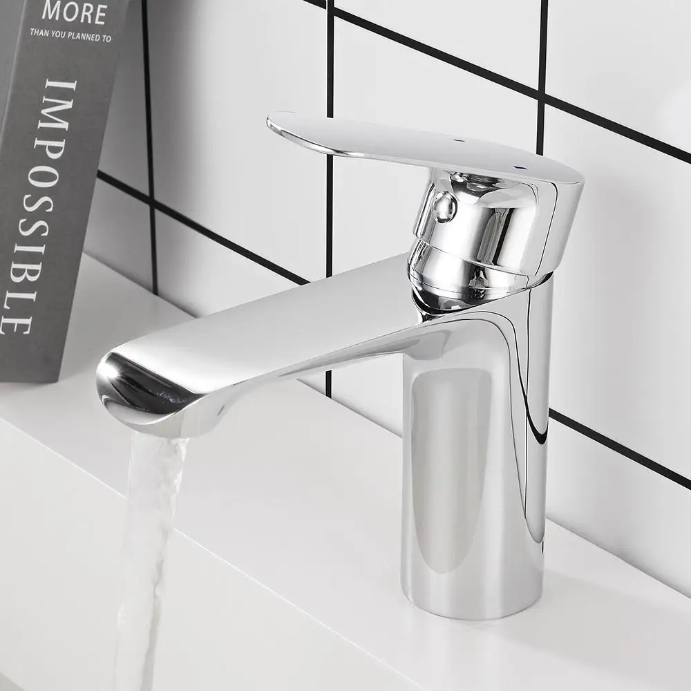 Хромированный смеситель для ванной комнаты латунный раковины с одной ручкой