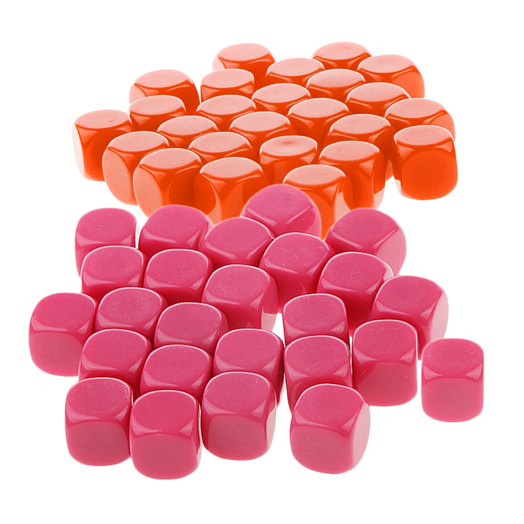 Orange Rose Red 50 шт. непрозрачные пустые игральные кости D6 Сменные кубики для D& D RPG MTG вечерние настольные игры принадлежности для казино - Цвет: Orange Rose Red