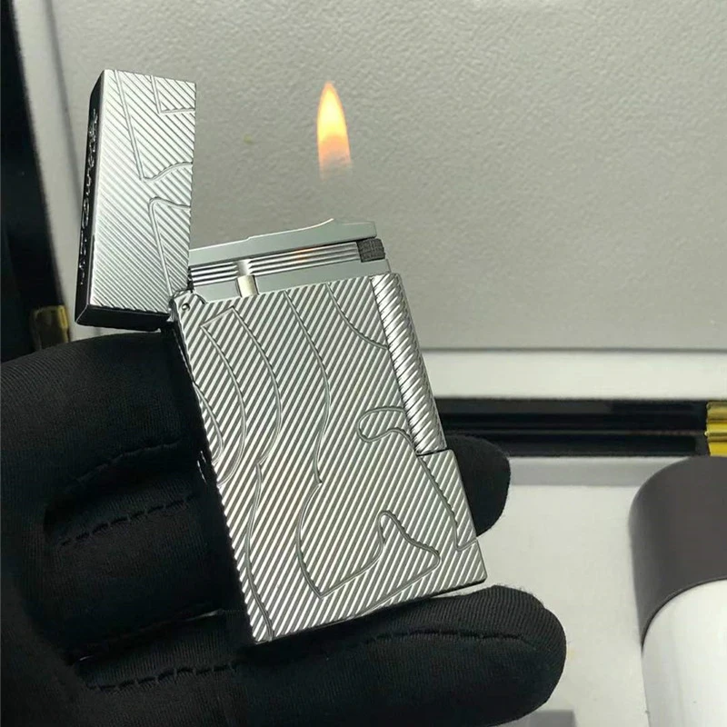 

100% New vintage dupont bright sound gas lighter windproof copper body for cigarette