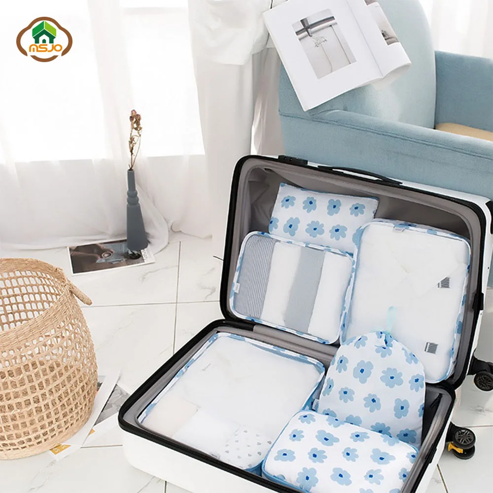 MSJO Travel Set Organizer Bags Portable Cosmetics Pouch Suitcase Home Waterproof 6pcs Clothes Shoes Bra Luggage | Дом и сад
