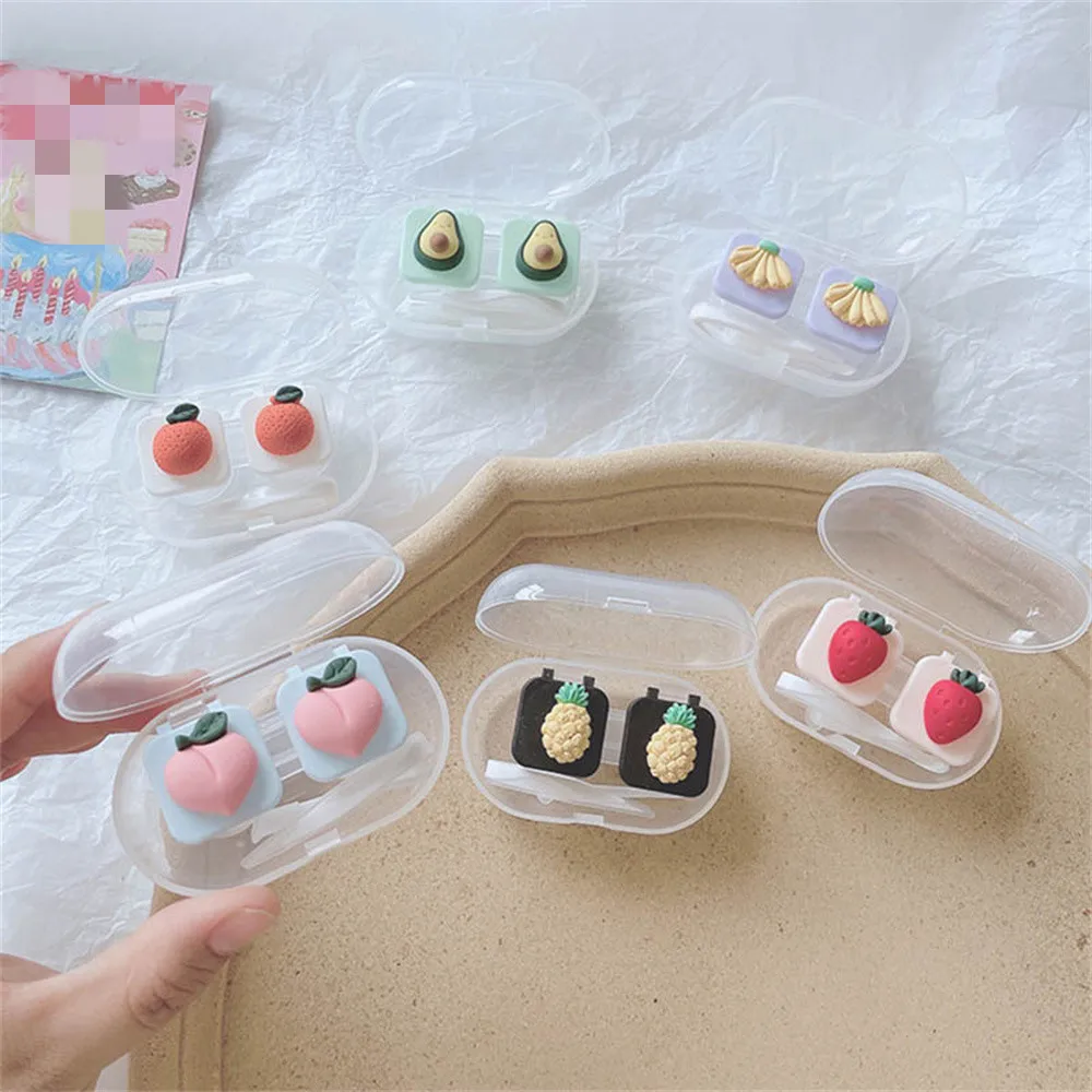 

Hot Sale 1pc Contact Lenses Tweezers Cute Fruit Contact Lenses Box Contact Lens Case For Travel Kit Holder Container Wholesale
