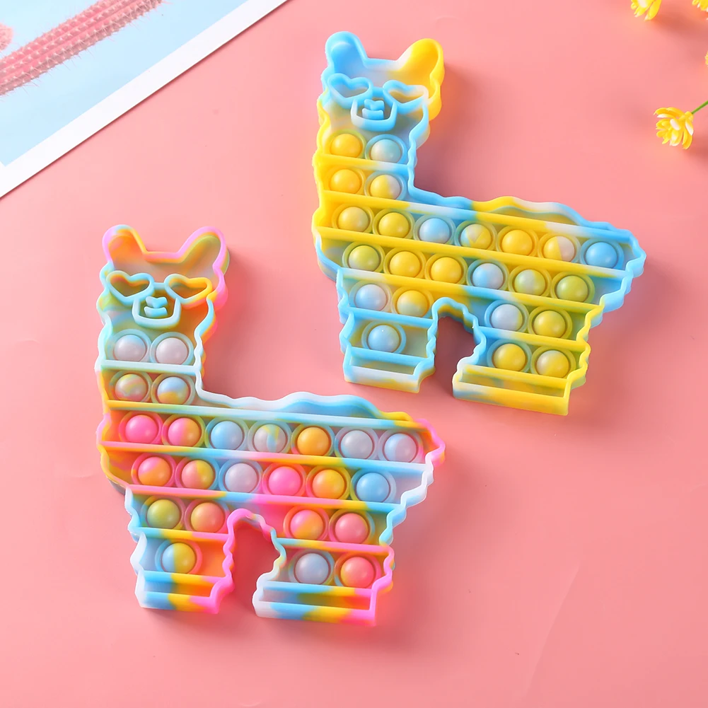 

Tie-Dye Luminous Alpaca Push Bubble Stress Reliever Toys Special Anti-Stress Game Stress Relief Fidget Toys
