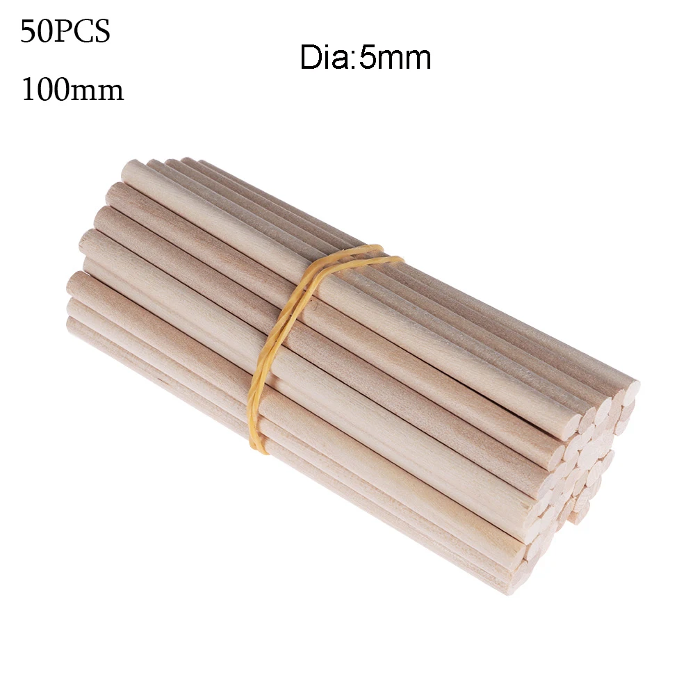 50pcs-100mm Хит, 50 шт., 80 мм/100 мм/150 мм, сосновые круглые деревянные стержни, палочки, Премиум прочный деревянный дюбель для рукоделия, строительная модель, Деревообработка - Цвет: 50pcs-100mm