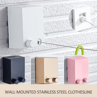 wall hanging invisible clothesline balcony indoor laundry dryer rope telescopic stainless steel string hanging clothes rope