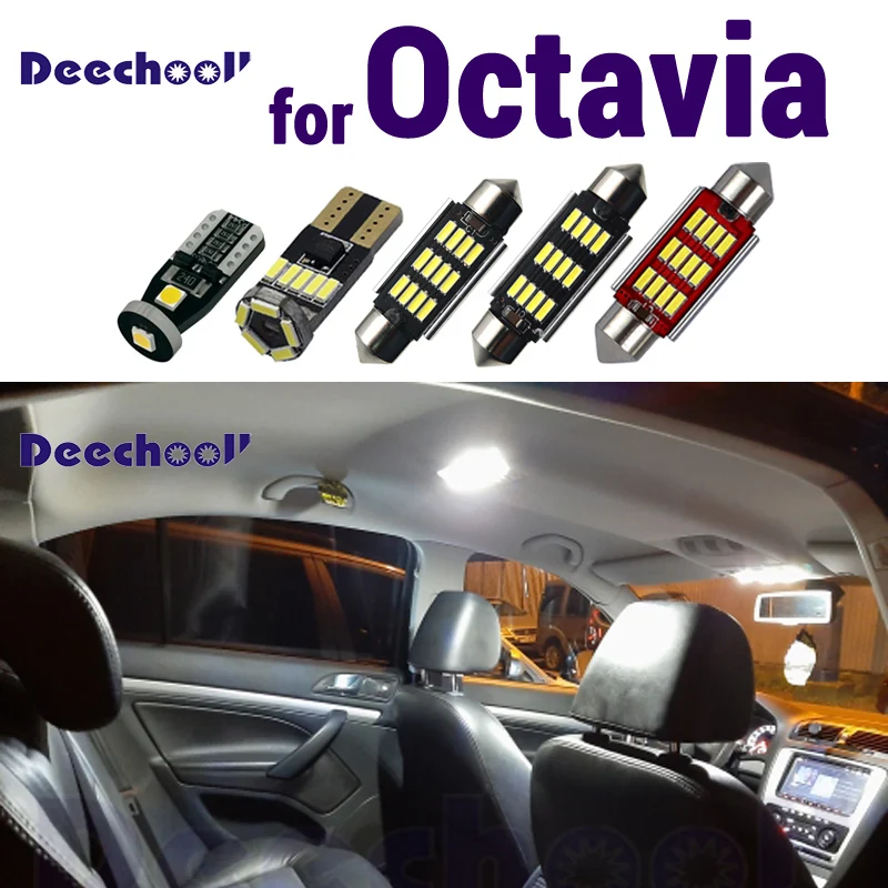 

18X Canbus Car LED Lamp Interior Dome Map Lights Bulb Kit for Skoda for Octavia 1 2 3 MK1 MK2 MK3 Sedan Combi 1996+