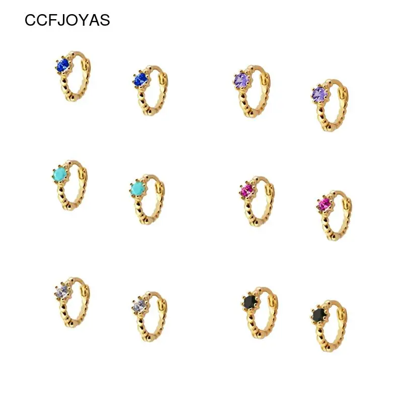 CCFJOYAS 7 мм 925 стерлингового серебра маленькая серьга кольцо для женщин с