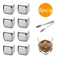 10pcs 304 stainless steel ice cube reusable cooling stone for vodka whiskey stone whiskey beer drink reusable granite pouch