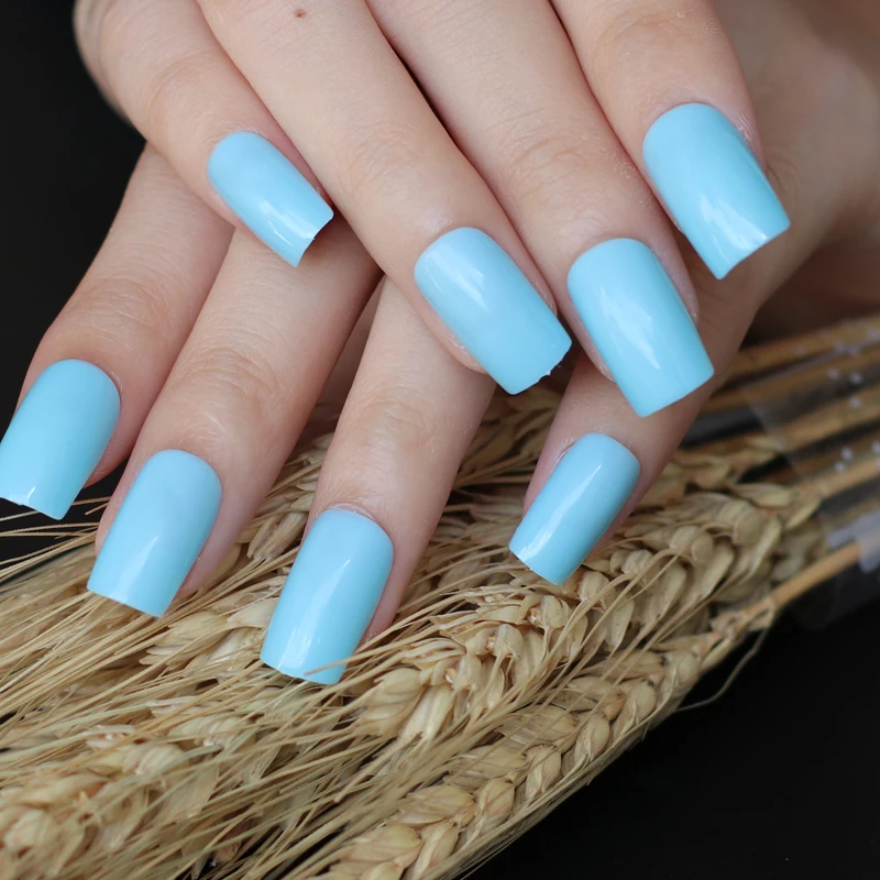 24 шт. модные эфирные однотонные конфетные накладные ногти квадратная голова