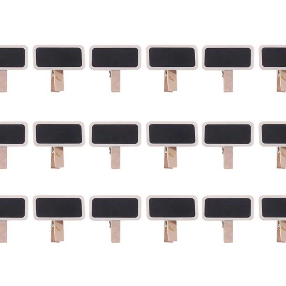 

50pcs Small Chalkboard Wooden Clips Rectangular Memo Clamps Blackboard Message Board Photo Clip